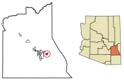 Location of San Jose in Graham County, Arizona.