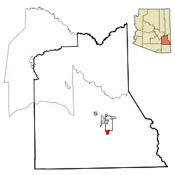 Location in Graham County and the state of Arizona