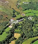 aerial view of the house and surrounding parkland