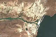 Satellite image of a dam