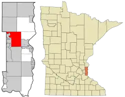 Location of the city of Grantwithin Washington County, Minnesota