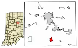 Location of Fairmount in Grant County, Indiana.