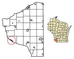 Location of Cassville in Grant County, Wisconsin.