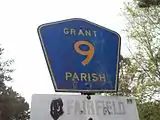 Marker for Grant Parish Road 9 along LA 122