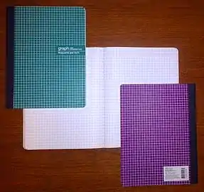 Graph-ruled composition book used in the United States