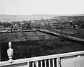 Historic northwestern view from the balustrade of Grasse Mount's orchards and the Burlington skyline (circa 1866-1892).