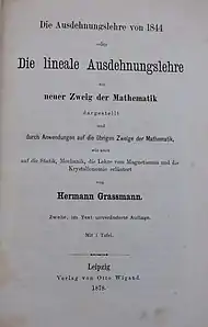 1878 copy of Grassmann's "Die lineale Ausdehnungslehre"