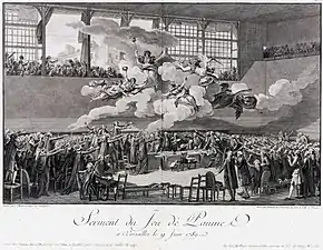 Etching by Helman after C. Monnet, “Serment du Jeu de Paume à Versailles” on 19 June 1789