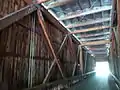 Inside the Grays River Covered Bridge showing the Howe truss