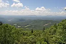 A photo of the Blue Ridge Mountains taken from an overlook