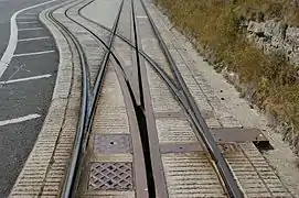 Detail of cable slot and pointwork at the lower section passing loop