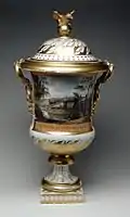 Covered vase with scene of the factory and Coalbrookdale, c. 1810,  21 1/3 in. (54.19 cm) high