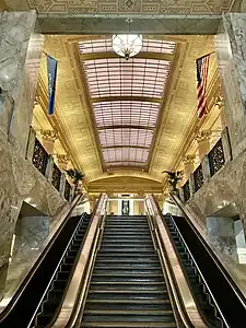 Looking up towards the Great Hall from the lobby