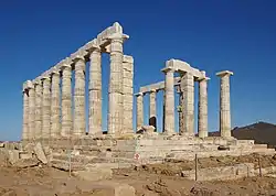The ruins of the Temple of Poseidon from Sounion (Greece), 444–440 BC