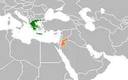 Map indicating locations of Greece and Jordan