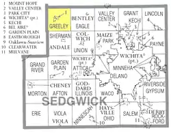 Location of Greeley Township in Sedgwick County