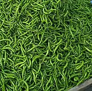 Green Chillies from North India. They are used as spice in many Indian dishes.