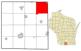 Location in Green County and the state of Wisconsin.