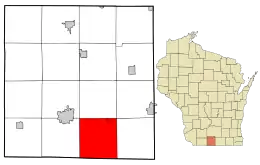 Location in Green County and the state of Wisconsin.