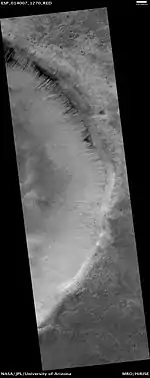 Gullies in Green Crater, as seen by HiRISE.