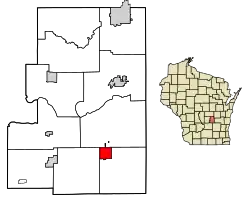 Location of Markesan in Green Lake County, Wisconsin.