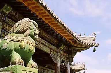 Guardian Lion outside the Green Palace, Ulaanbaatar, Mongolia