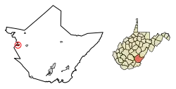 Location of Rainelle in Greenbrier County, West Virginia.