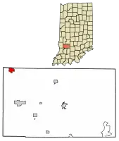 Location of Jasonville in Greene County, Indiana.