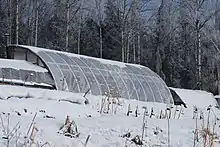 Photograph of a greenhouse at Calypso Farm and Ecology Center