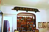 Library with name placard from the USS Merrimac, the ship scuttled as a harbor blockship by Hobson