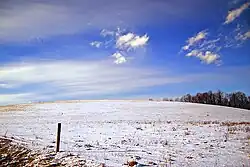 A snowy field in Greenwood Township