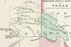 Map of Greer and Wegefarth counties in 1874