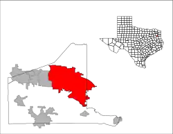 Location of Longview in Gregg and Harrison Counties in the U.S. state of Texas