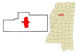 Location of Grenada, Mississippi