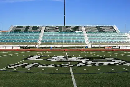 A mid-field view of the east side stands of Griffiths Stadium