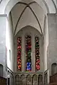 Nave and stained glass windows by Augusto Giacometti