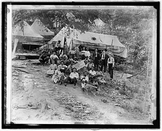 Group of striking union miners & the families living in tents. Lick Creek, West Virginia during UMW General coal strike.-April 12, 1922