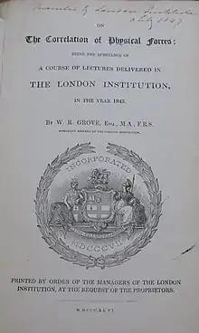 1846 copy of "On the Correlation of Physical Forces"