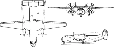 Orthographically projected diagram of the C-2A Greyhound