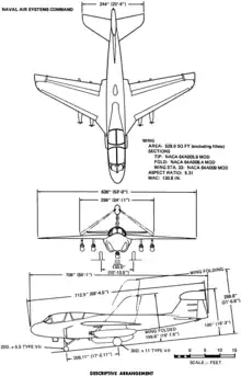 3-view line drawing of the Grumman EA-6B Prowler