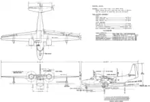 3-view line drawing of the Grumman G-73 Mallard
