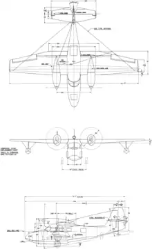 3-view line drawing of the Grumman J4F-1 Widgeon