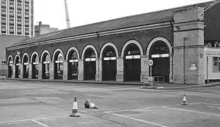 View of the former GNR railway station when used by Ulsterbus in 1988.