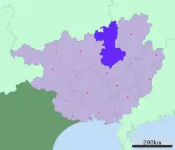 Location of Liuzhou City jurisdiction in Guangxi