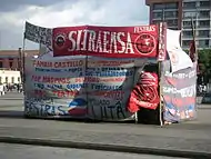 Image 1Camp put up by striking Pepsi-Cola workers, in Guatemala City, Guatemala, 2008.