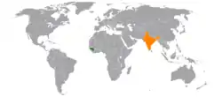 Map indicating locations of Guinea and India