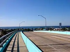The view of the Gulf of Mexico from the top of the bridge