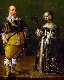 With his wife