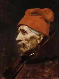 Old man wearing a red fez by Nikolaos Gyzis