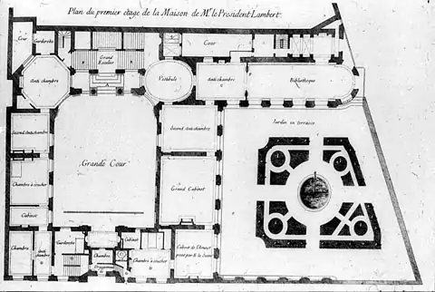 Plan of the premier étage with the Seine to the right